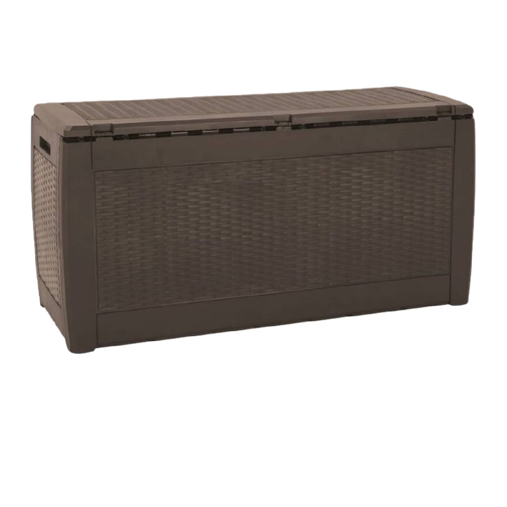 Caja de almacenamiento tipo ratán con tapa, color marrón