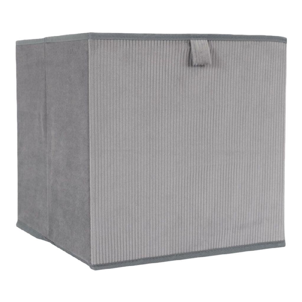 Caja de almacenamiento de tela con asas, color gris