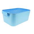 Caja de almacenamiento plástica con tapa, color azul