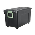 Caja de Almacenamiento de Plástico con Tapa, Asa Verde y Ruedas